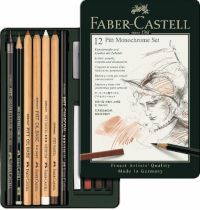 Confezione, Faber-Castell, Pitt Set 12 carboncini Pitt e accessori