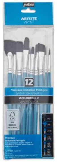 Pebeo, Artist Set 12 Pennelli Sintetici misti tondi e piatti