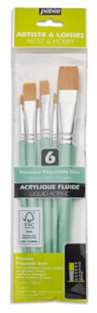 Pebeo, Artist Set 6 Pennelli Sintetici piatti