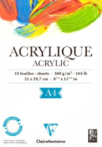 Clairefontaine, Acrylic Blocco A4 Acrylic 360 gr. Grana media