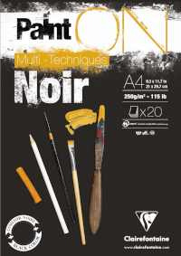 Clairefontaine, Paint ON Blocco A4 nero per tecnica mista