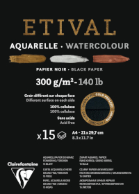 Clairefontaine, Etival Blocco A4 Etival 300gr. Doppia grana, colore nero
