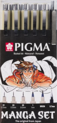 Sakura, Pigma Micron Kit KIT 6 Finelineers Manga