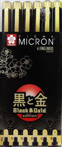 Sakura, Pigma Micron Kit KIT 6 Finelineers Black INK