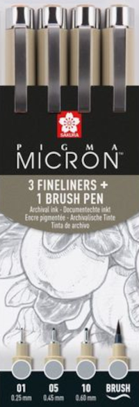 Sakura, Pigma Micron Kit KIT 4 Finelineer Grigi