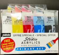 Pebeo, Studio Acrylics 100ml. Set colori Primari