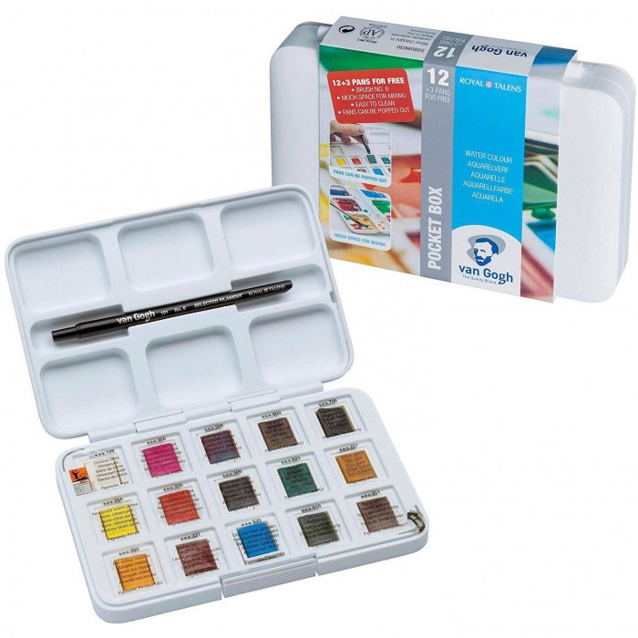 Royal Talens, Van Gogh, 1/2 godet Set 15 colori Van Gogh con pennello
