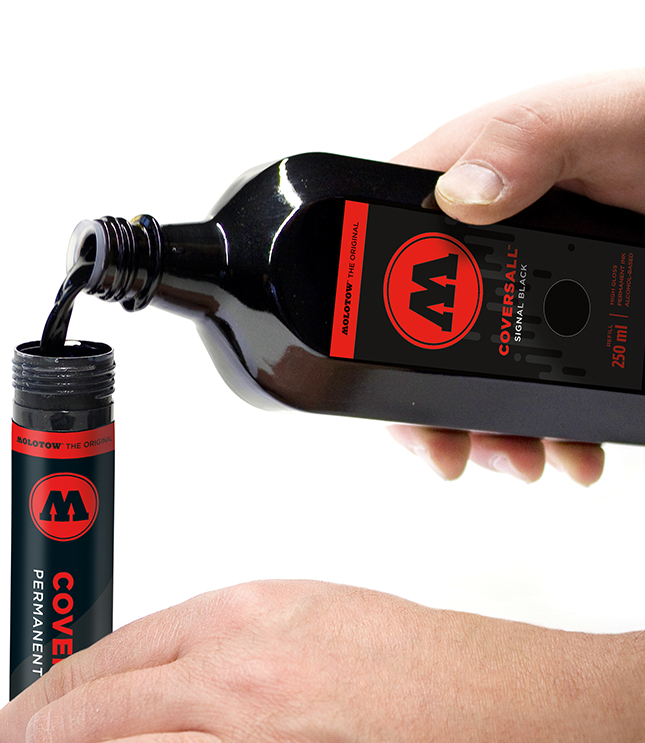 Molotow, Coversall, Refill 250ml. Signal Black